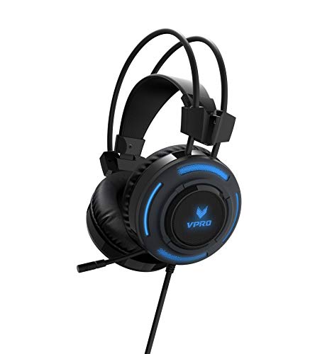 Rapoo VPRO VH200 Gaming Headset Over Ear geräuschunterdrückendes Mikrofon LED Multi-Color Beleuchtungssystem schwarz, 10,2 x 22,5 x 19,4 cm von Rapoo