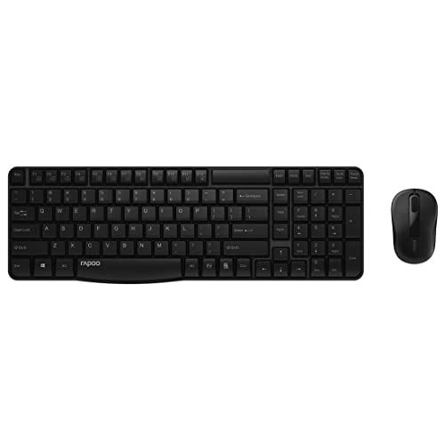 Rapoo X1800S kabelloses Tastatur-Maus Set Wireless Deskset 1000 DPI Sensor 12 Monate Batterielaufzeit ergonomisch für Links- und Rechtshänder DE-Layout QWERTZ PC & Mac - schwarz, Kompakt von Rapoo