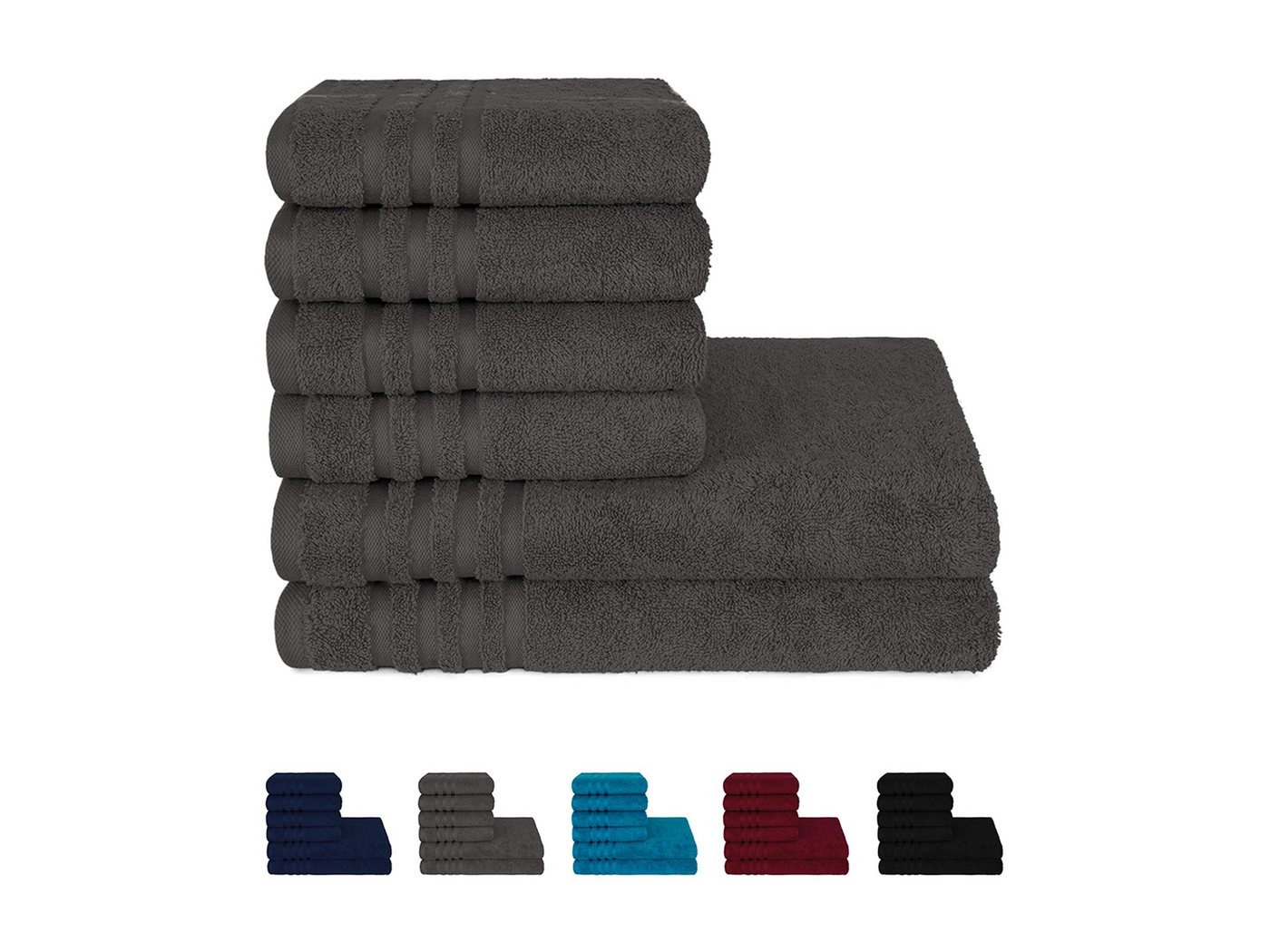 Rapp Badaustattung Handtuch Set Rapp Handtuch-Set Verona 2x Duschtuch 4x Handtuch - anthrazit, Walkfrottee (Set, 6-St), Handtuch Duschtuch Handtuch-Set in Uni-Farben 100% Baumwollfrottee von Rapp Badaustattung