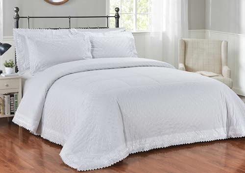 Rapport Home Alan Symonds Richmond White Lochstickerei Spitzenbesatz Besticktes Bettbezug-Set (Weiß, Super-Kingsize-Bett (260 x 220 cm) von Rapport Home