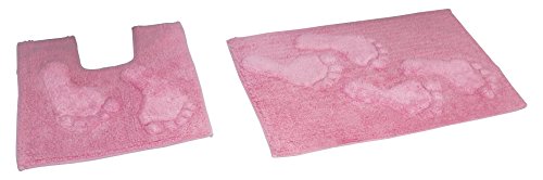 Rapport Home Bade-und WC-Vorleger-Set Füße, Baumwolle, New pink, 80 x 50 x 2 cm von Rapport