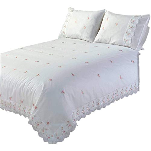 Rapport Home Bettwäsche-Set, Blumenmuster, Spitzenbesatz, Polyester-Baumwolle, Weiß, Doppelbett, 36.5x26.9x4 cm von Rapport Home