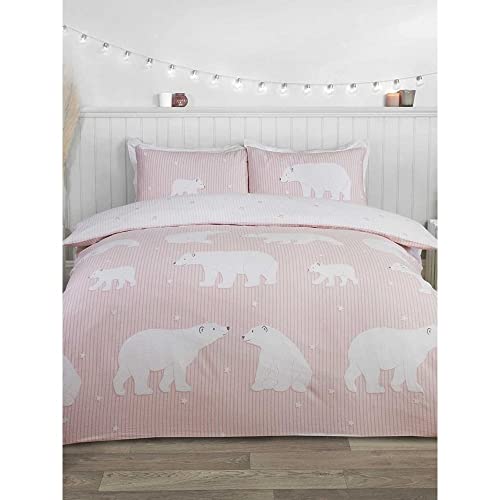 Rapport Home Bettwäsche-Set, Eisbär, 100% gebürstete Baumwolle, wendbar, Rosa, 124025838, Blush, Einzelbett von Rapport Home