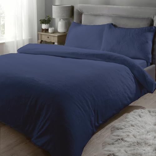 Rapport Home Bettwäsche-Set für Einzelbett, Teddy-Fleece, Marineblau von Rapport