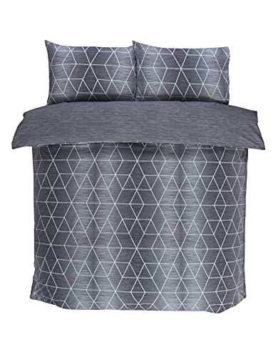 Rapport Home Calvin Shapes Geometrisches Wende-Bettbezug-Set, grau für Einzelbett von Rapport Home