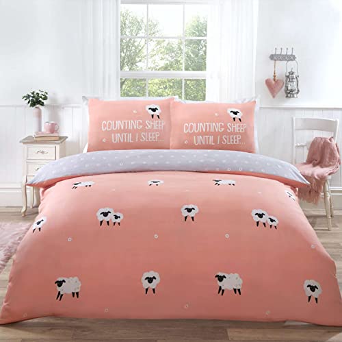 Rapport Home Counting Sheep Until I Sleep Bettbezug-Set, Pink/Blush Doppelbettwäsche-Set von Rapport Home