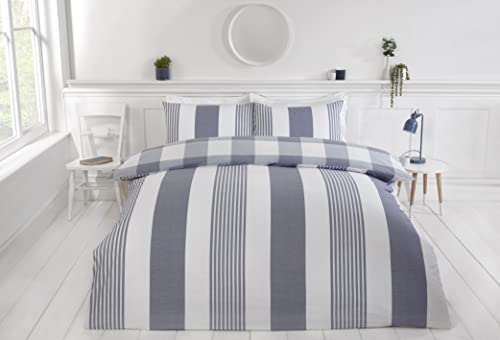 Rapport Home Furnishings Chambray Stripe Bettbezug Set Wendebettwäsche Bettwäsche Set (Doppelbett, Denim) von Rapport Home