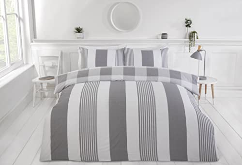 Rapport Home Furnishings Chambray Stripe Bettwäsche-Set, wendbar, Bettwäsche-Set, Einzelbett, Grau von Rapport Home