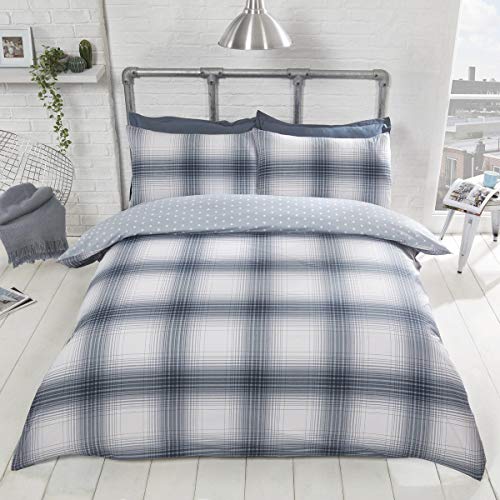 Rapport Home Grey-Single Rapport Oakland Check – Grau – Bettbezug-Set – Einzelbett, Polyester von Rapport Home