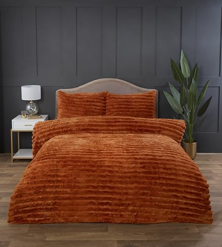Rapport Home Grob Geripptes Premium-Bettwäsche-Set aus luxuriösem Kaninchenfell, doppelt gebranntes Orange, weich und warm, Flauschiges Bettwäsche-Set Rapport Home Grob Geripptes Premium-Bettwäsche-Set aus luxuriösem Kaninchenfell, doppelt gebranntes Orange, weich und warm, Flauschiges Bettwäsche-Set von Rapport