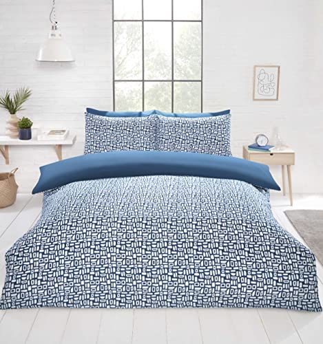 Rapport Home Pebbles Mikrofaser-Bettbezug-Set für Einzelbett, Blau mit Kissenbezügen von Rapport Home