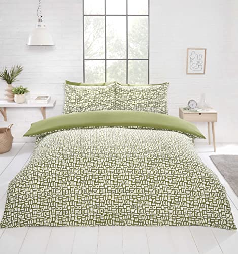 Rapport Home Pebbles Bettwäsche-Set für King-Size-Betten, Polyester-Baumwollmischgewebe, Grün mit Kissenbezügen von Rapport Home