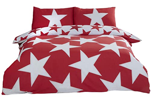 Rapport Home Rap-Allstar-Red-Double Wende-Bettwäsche-Set mit Sternen, Polycotton, rot, Doppelbett von Rapport Home