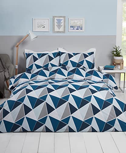 Rapport Home Rapport Leo Bettbezug-Set, geometrisch, wendbar, für Einzelbett, Marineblau, Baumwolle von Rapport Home