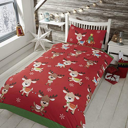 Rapport Home Rudfri Weihnachts-Bettwäsche-Set, Polybaumwolle, rot, Einzelbett von Rapport Home