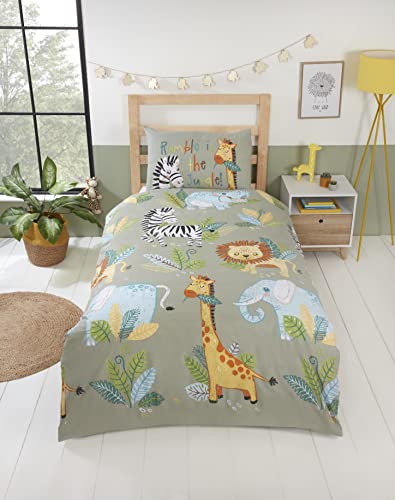 Rapport Home Rumble In The Jungle Kinder-Bettwäsche-Set für Kleinkinder, Grün von Rapport