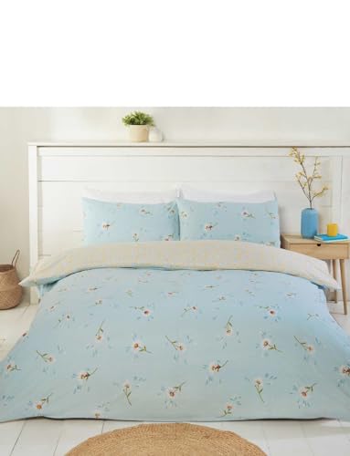 Rapport Home Wende-Bettwäsche-Set mit Gänseblümchen-Motiv, für King-Size-Bett, Blau von Rapport Home