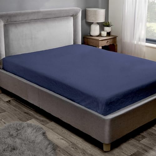 Teddy Sherpa Fleece Spannbettlaken Bettlaken kuschelig warm blau Einzelbett von Rapport Home