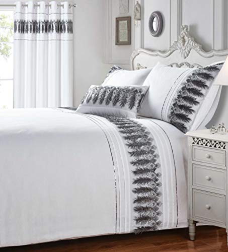 Bettwäscheset für Doppelbett, mit Federn, Weiß / silberfarben von Rapport