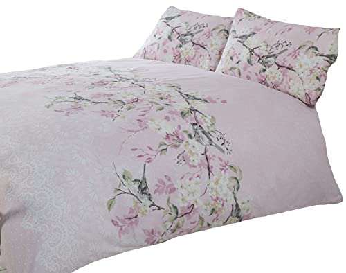 Eloise Oriental Blossom Duvet Cover and Pillowcase Set (Pink, King) by Made with LoVe von Rapport