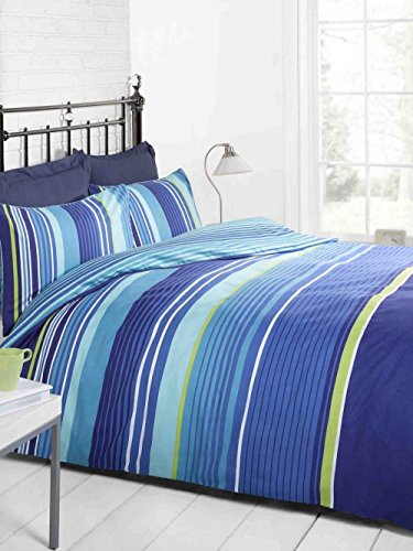 Rapport Bettbezug-Set, Navy-Blau, Grün und Weiß gestreift, für King-Size-Betten von Rapport