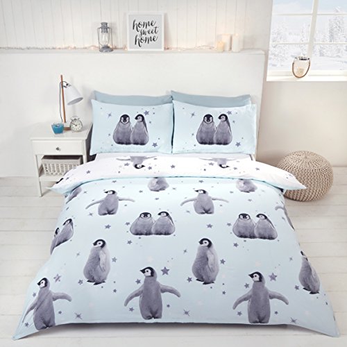 Rapport Bettbezug-Set mit Pinguin-Muster, Ice, Einzelbett von Rapport