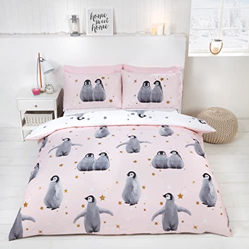 Rapport Bettbezug-Set mit Pinguin-Muster, Rose, King Size von Rapport