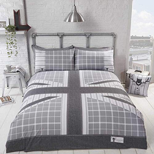 Rapport Home Cool Britannia Bettbezug-Set, Polyester, Grau, King Size von Rapport Home