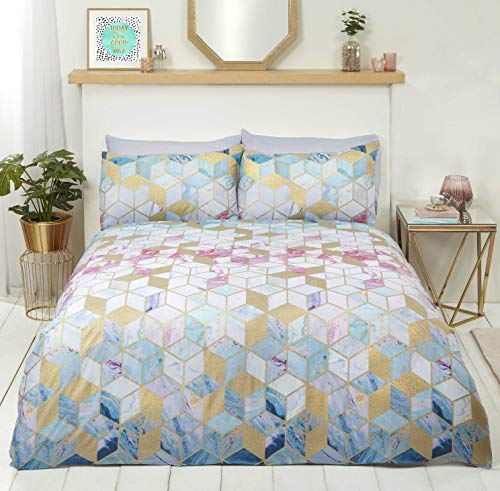 Rapport Home Rapport Quarz-Bettbezug, geometrisch, Mehrfarbig, Goldfolien-Details, Baumwollmischung, Doppelbett von Rapport Home