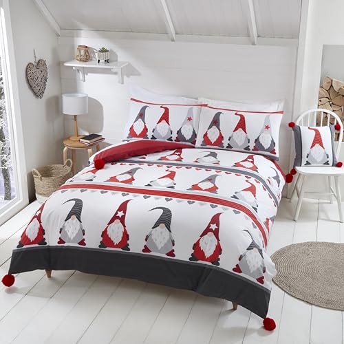 Rapport Home Rapport Single Festive Gonks Bettbezug-Set, Polybaumwolle, Multi, Doppelbett von Rapport Home