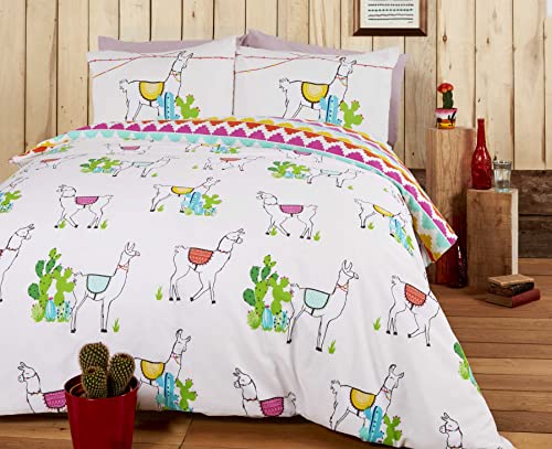 Rapport Happy Llamas Wende-Bettwäsche-Set, Polyester-Baumwolle, Mehrfarbig, 200 x 200 x 1 cm von Rapport Home