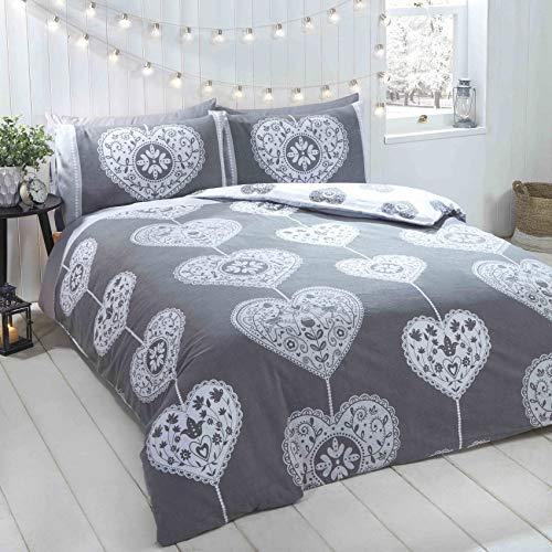 Rapport Hearts Christmas Scandi Bettwäsche-Set, 100% gebürstete Baumwolle, Grau, Einzelbett Rapport Hearts Christmas Scandi Bettwäsche-Set, 100% gebürstete Baumwolle, Grau, Einzelbett von Rapport Home