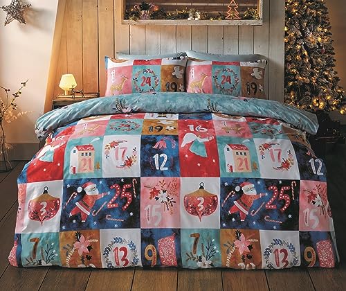 Rapport Home Christmas Advent Calendar King Reversible Microfiber Duvet Cover Set - Xmas Kingsize Multicolor Bedding Set von Rapport