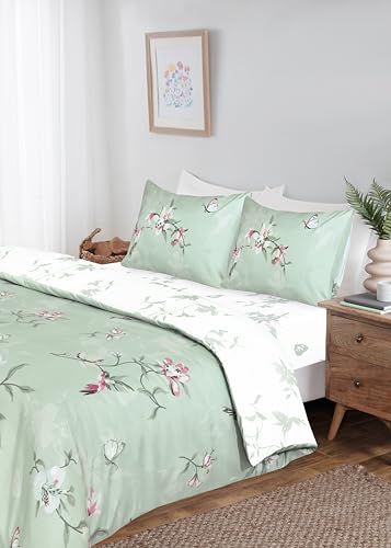 Rapport Home Komplettes Bettwäsche-Set mit passendem Spannbetttuch und Kissenbezug, grünes Bettwäsche-Set für Doppelbett von Rapport