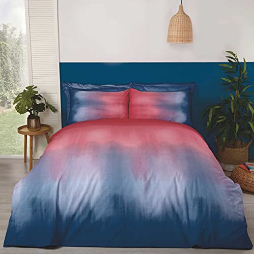 Rapport Home Ombré Bettwäsche-Set, für Doppelbett, Batikdesign, Rot/Blau von Rapport