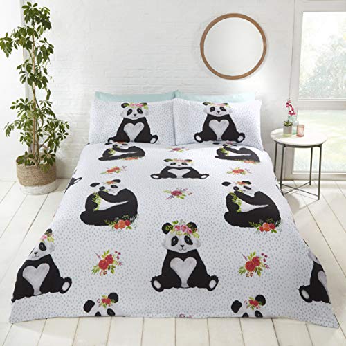 Rapport Panda Bettwäsche-Set mit lustigem Motiv, Mehrfarbig, Größe: Doppelbett – 200 x 200 cm von Rapport