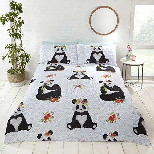 Rapport Home Rapport Panda-Bettwäsche-Set, Baumwolle, Mehrfarbig, 2-teilig, Größe: Einzelbett 135 x 200 cm von Rapport Home