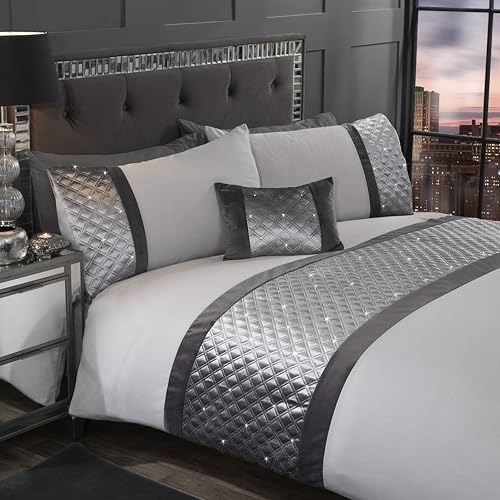 Rapport Rapport Bettwäsche-Set, Elegantes und Atemberaubendes Hollywood-Bettbezug-Set, silberfarben, Polycotton, Silber, Doppelbett Rapport Rapport Bettwäsche-Set, Elegantes und Atemberaubendes Hollywood-Bettbezug-Set, silberfarben, Polycotton, Silber, Doppelbett von Rapport