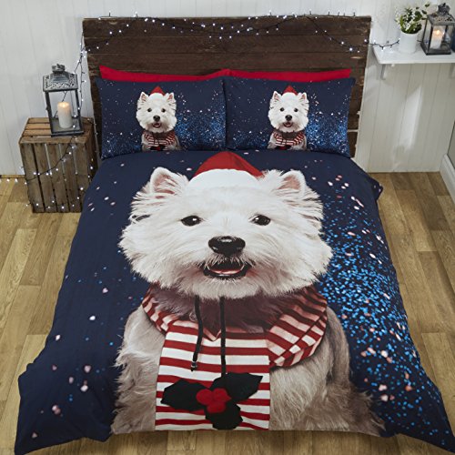 Rapport Home Rapport Westie Bettwäsche-Set für Doppelbett, Mehrfarbig, Polyester-Baumwolle, blau, 200 x 200 x 1 cm von Rapport Home