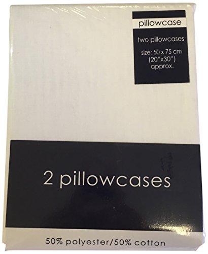 Rapport Home Pflegeleichtes, bügelfreies Paar Kissenbezüge, Polyester-Baumwolle, weiß, 75 x 50 x 1 cm von Rapport Home
