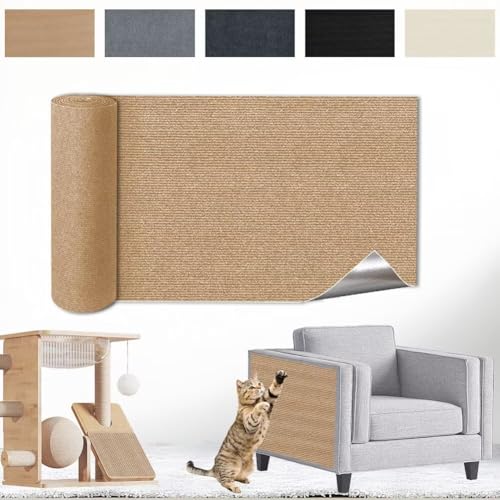 Kratzmatte Katze Selbstklebend - Kratzschutz Sofa Anti Kratz Folie Kratzwand für Katzen Frei DIY Geschnitten 30x100CM Khaki von Raqieman