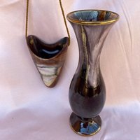 Jasba Keramik Vasen-Set Mid-Century Tropfglasur, 1950Er Jahre von RareThingsOfBeauty