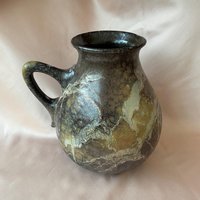 Große Vintage W. German Keramik Vase Von Ruscha Art, Nr. 308-02. Abstraktes Design Mit Tropfglasur. Bauchige Henkel. Wgp. 23cm Hoch von RareThingsOfBeauty