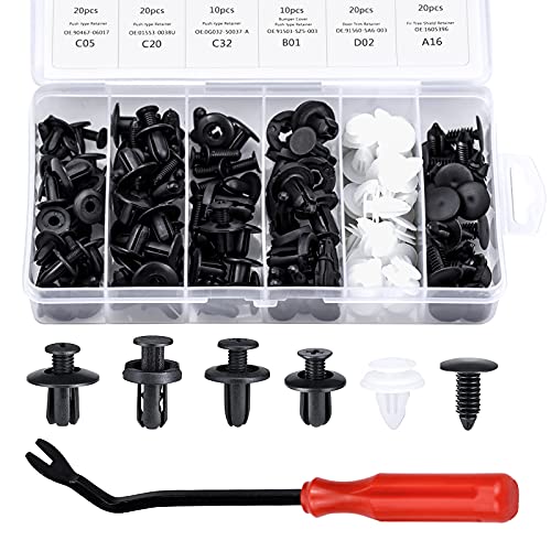 100 Stück Kunststoffnieten für Auto Universal Auto Schwarz Clip Nylon Nieten Kunststoff Nieten Auto mit Demontagewerkzeug Befestigungsclips für Innenraum Auto Stoßstange Panel von Rarihem