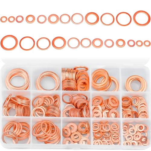 Kupfer Unterlegscheiben Set 280 Stück, 12 Größen M5-M20, Flachscheiben Sortiment Kupfer Unterlegscheiben Set 280 Stück, 12 Größen M5-M20, Flachscheiben Sortiment von Rarihem