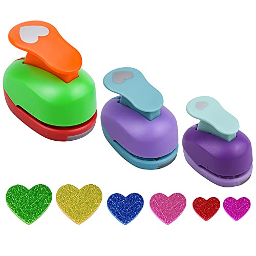 Papierstanzer, 3 Stück, Herzform, Mini-Stanzer, Kreative Stanzer für Bastelarbeiten, 0,8 cm, 1,3 cm, 2,5 cm, für Bastelprojekte, Scrapbooking und Kartenherstellung von Rarihem