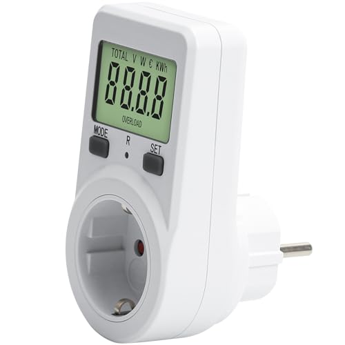 Stromzähler für Steckdose, Energiekostenmessgerät, Strommessgerät, Stromverbrauchszähler Strommessgerät LCD Wattmeter KWH Strommesser Überlastungswarnung 3680W von Rarihem
