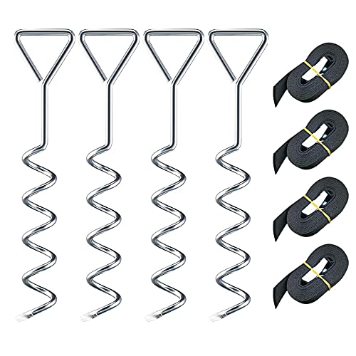 Raroauf Trampolin Erdanker,Trampolin Befestigung Boden Spiral Bodenanker Anker Set mit 4X Spiral Haken zur Sicherung bei Wind Stark Stahl-Schnallen Raroauf Trampolin Erdanker,Trampolin Befestigung Boden Spiral Bodenanker Anker Set mit 4X Spiral Haken zur Sicherung bei Wind Stark Stahl-Schnallen von Raroauf