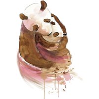 Hochwertiger A4 Original Kunstdruck Wanddeko Mama Panda Bär Mit Jungtier Und Blätter von RasaBear