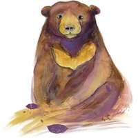 Hochwertiger A4 Original Kunstdruck Wanddekor Sonnenbär Mit Blättern von RasaBear